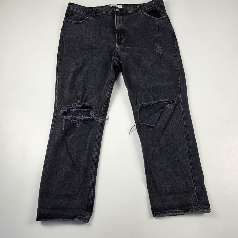 Abercrombie & Fitch Jeans Womens 16 Short Black‎ Distressed 90s Straight